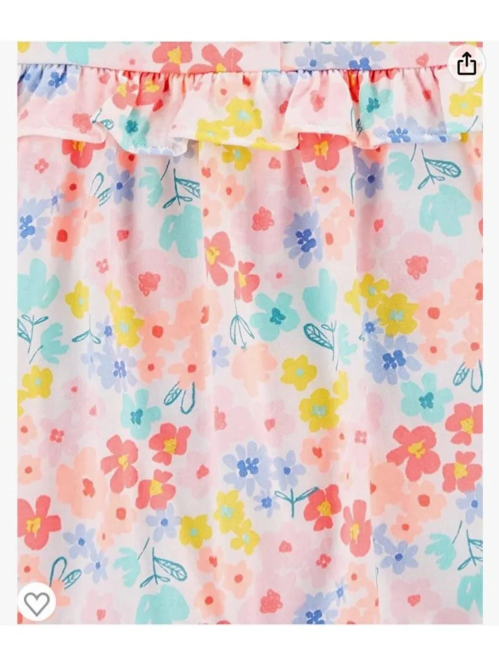 Carter's Floral Coral Cotton Romper Tank Sleeves with Ruffle Trim (6 Months)